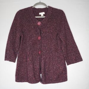 Christopher & Banks Women's‎ Burgandy Short Sleeve Sweater Med